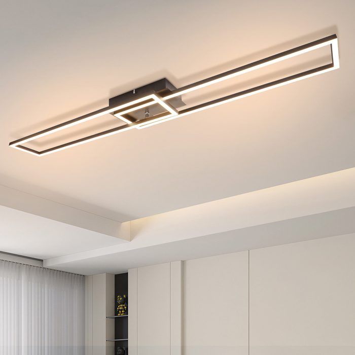 Plafonnier LED - NETTLIFE - 2 cadres rectangulaires - 32W - 3000K (blanc chaud) - Noir