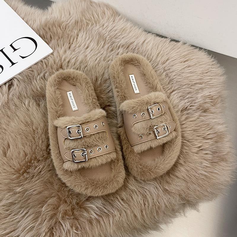 

Толстые тапочки Мао Мао от знаменитости из Интернета, женская одежда 2024 года, весна и осень, новые популярные домашние универсальные модные односложные хлопковые тапочки 35 хаки