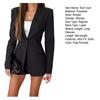 Women Suit Coat Lapel Long Sleeve Single Button Suit Jacket Solid Color Flap Pockets Urban Style Casual Business Outwear