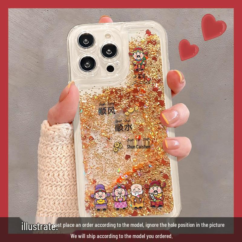 

Чехол-песочные часы «Пять богов удачи» для iPhone 16 Pro/15/14/13P - Год Змеи Apple 13