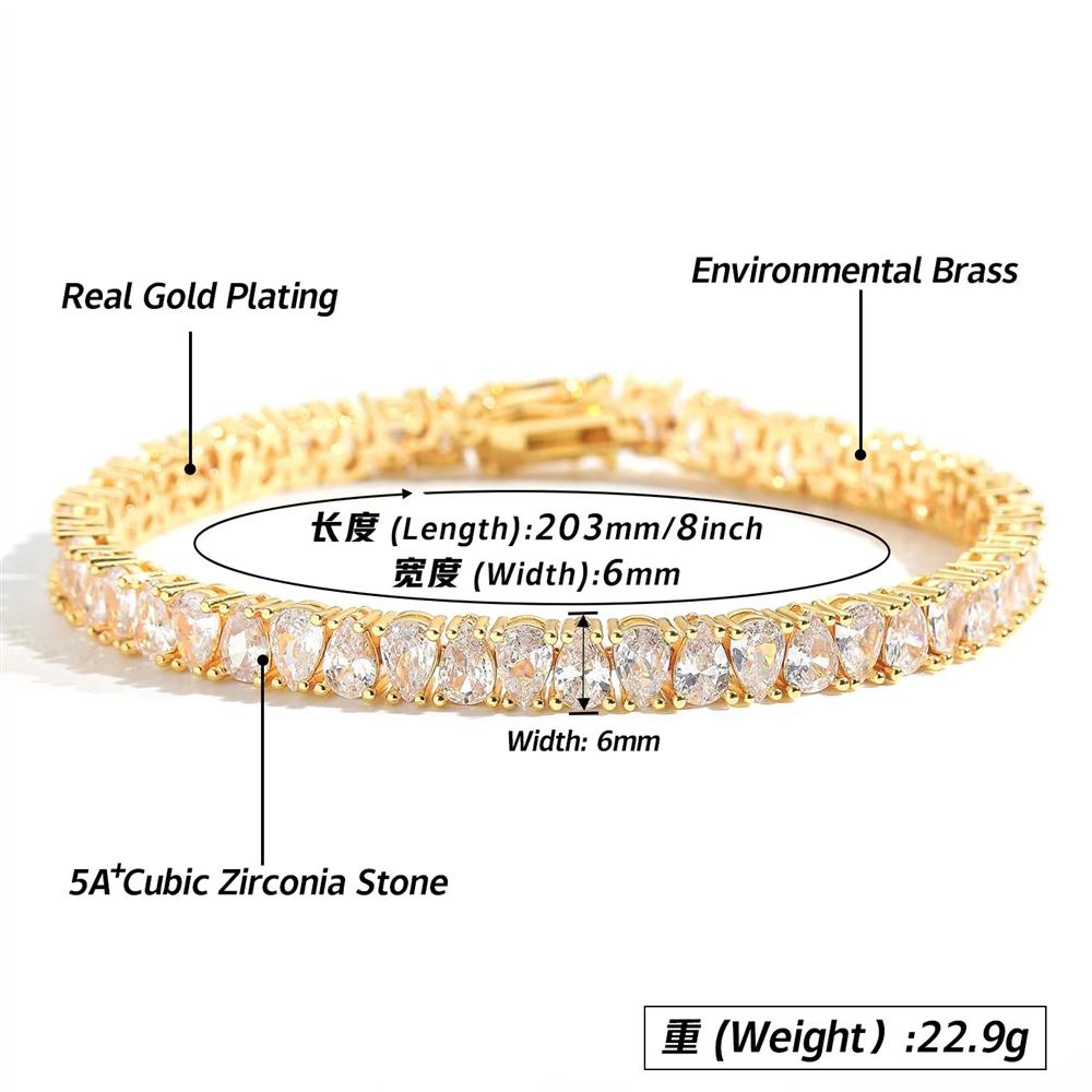 Cat Eye Oval Tennis Bracelet 6mm White Zircon Micro Pave Hip Hop Jewelry Mysterious Gaze Chain for Men Women