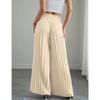 Fashion Loose Pleated Women's Long Pants Solid Color New Folded Elastic Waist Strap Loose Wide Leg Pants Casual Drawstring Trousers