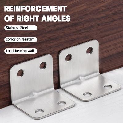 Stainless Steel Angle Code L-Shaped Corner Code 90 Degree Right Angle Fixed Bracket for Furniture Bedframe Cabinet Accessories