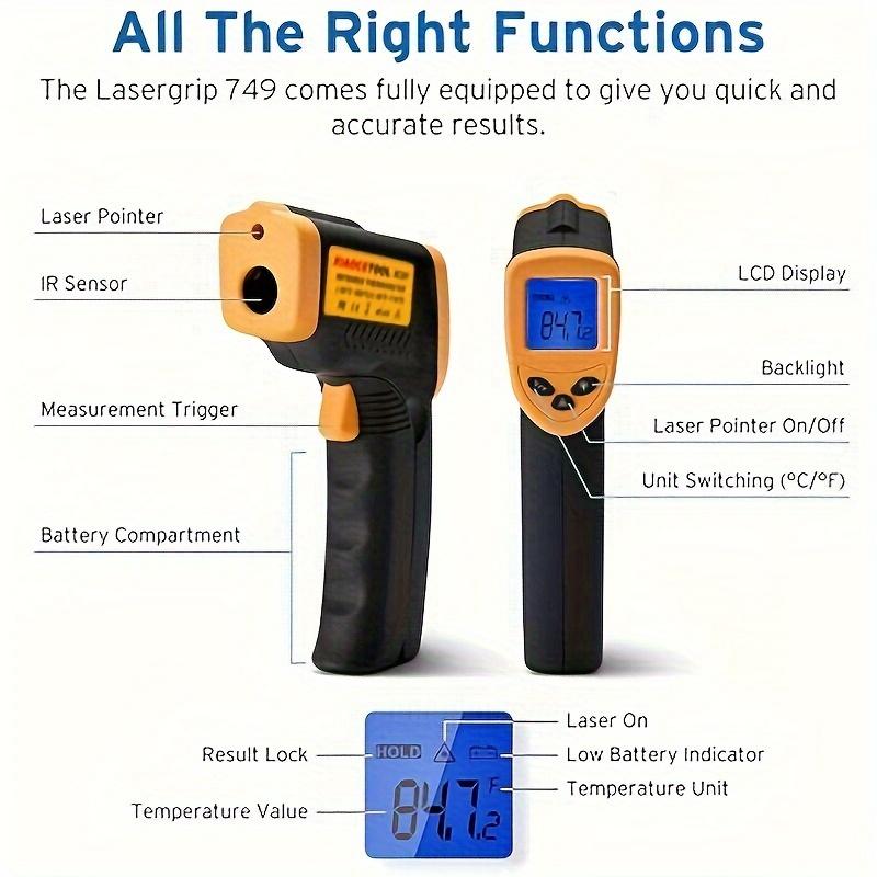 Portable Infrared Thermometer Digital Thermometer  Use with High Accuracy Digital Temperature Gun for Industrial Kitchen Cooking