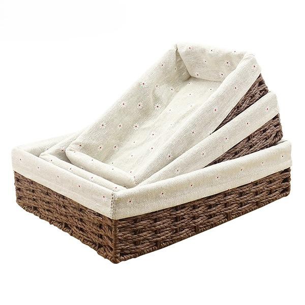 Handmade Woven Seagrass Storage Basket Organizer Bin for Desk Shelf Closet Farmhouse Decor for Snacks & Cosmetics