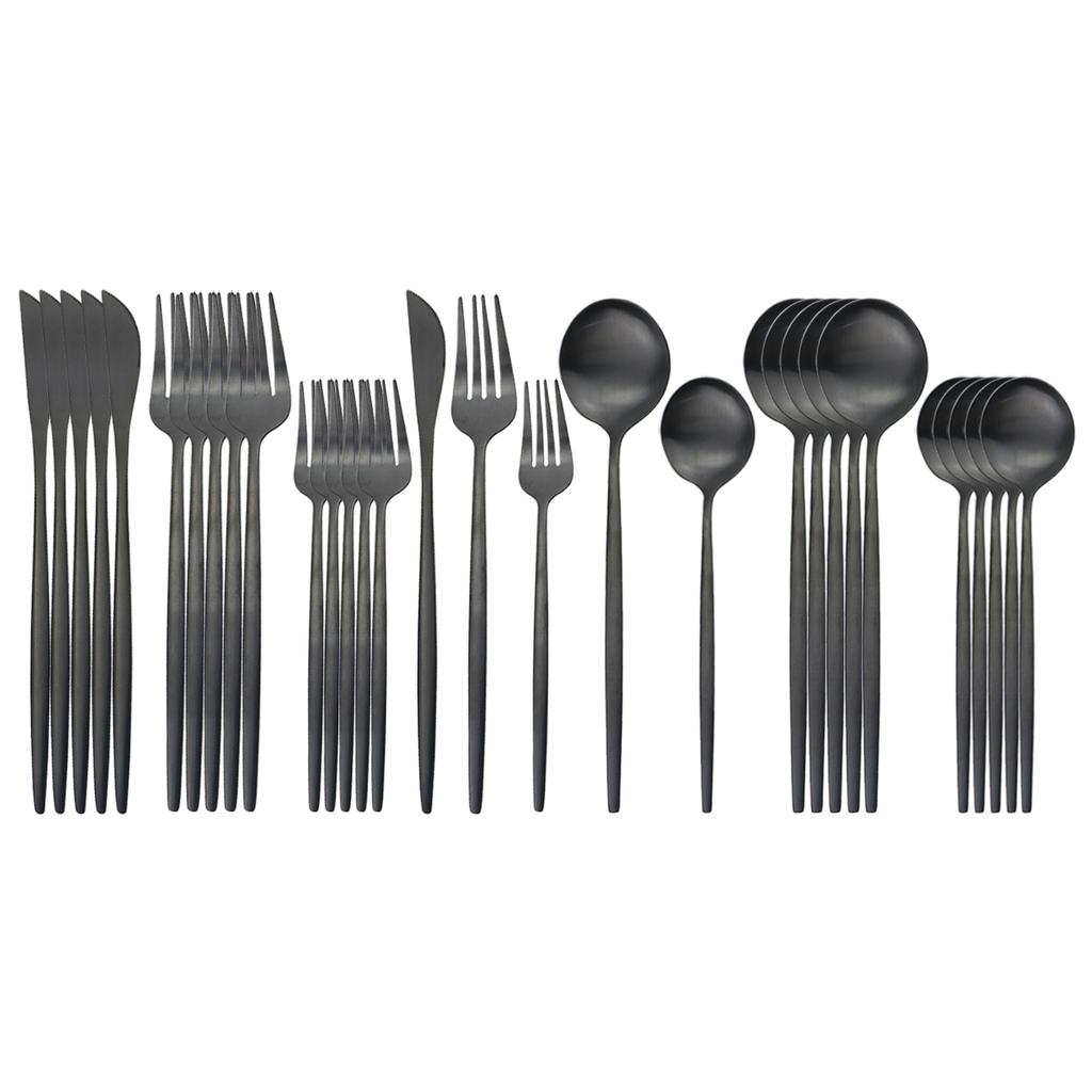 30Pcs Matte Gold Cutlery Set Stainless Steel Dinnerware Knife Dessert Fork Spoon Dinner Silverware Kitchen Party Tableware Set
