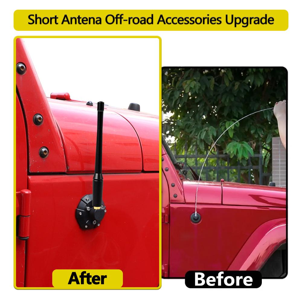 6 Inch Short Antenna Aerial Base Set For Jeep Wrangler JK JKU JL JLU JT Rubicon Sahara 2007-2025 Bracket Car Parts Accessories
