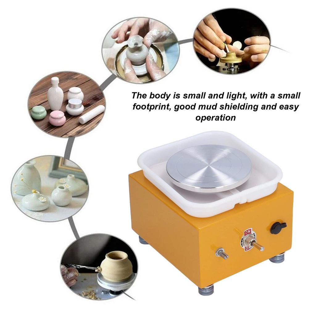 Mini Electric Pottery Wheel 10 Cm (Variable Speed, Dual Rotation, Removable Splash Tray)