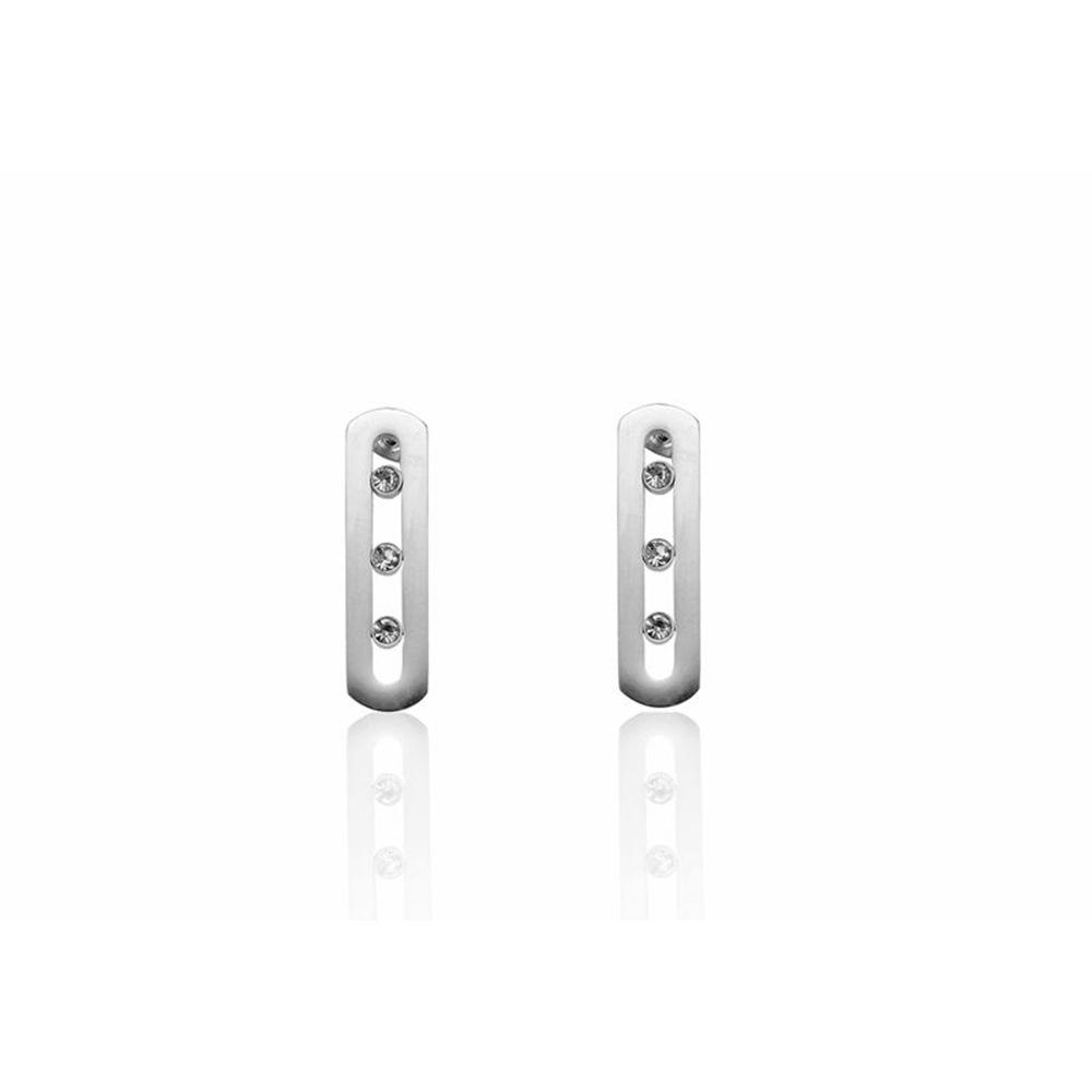 Geometric Jewelry Set: Stainless Steel Diamond-Encrusted Ring, Necklace, Bracelet & Earrings