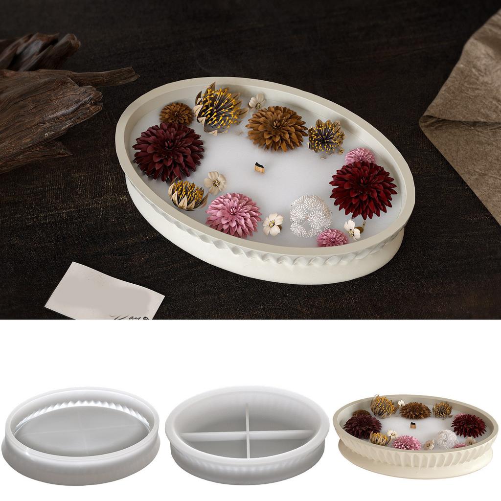 Elliptical Shape Silicone Mold for Resin Plaster and Cement Trays Home Decorative Crafting Tool Silicone Texture