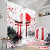 2pcs,2D Plane Printing Window Curtain Cherry Gate Sunrise Polyester (without Rod) Festive Ldeal for Bedroom, Living Room