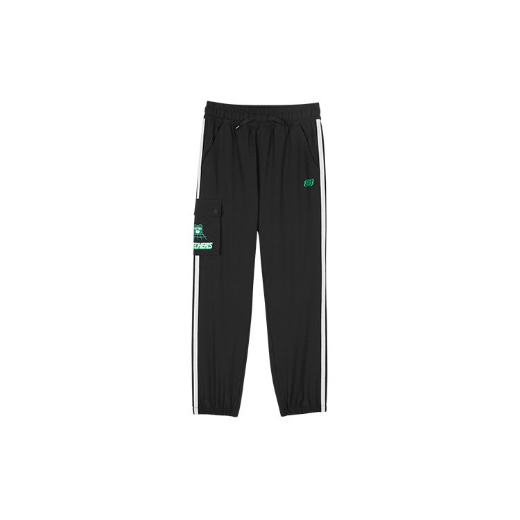 Skechers Kids  Knitted Sports Pants Color Block Logo Print Drawstring Cuffed Kids bottoms Charcoal L221B131-0018 M