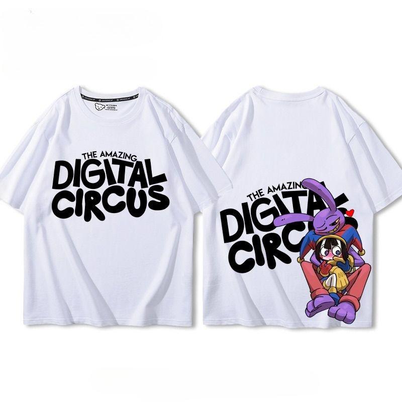 Magic Digital Circus Graphic Unisex Cotton T-shirt Tee Casuai Short Sleeve Crewneck Top Fashion StreetwearParent-child Outfit