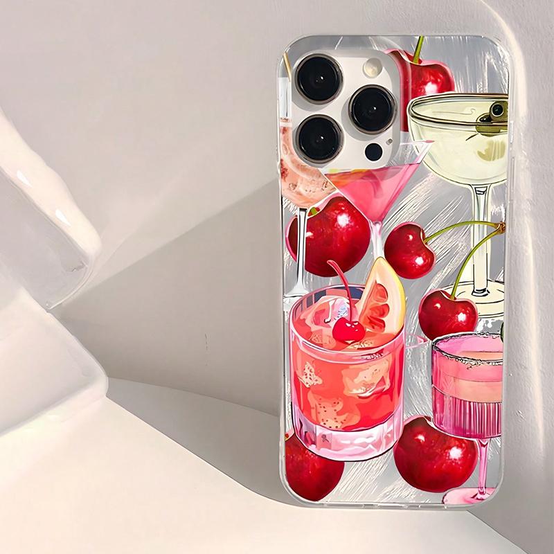 

Fruit Juice & Cherry Pattern Phone Case For Samsung Galaxy S26 S24 S25 S23 Ultra S22 S21 Plus FE A15 A34 A35 A50 A54 A55 Cover Galaxy S25+