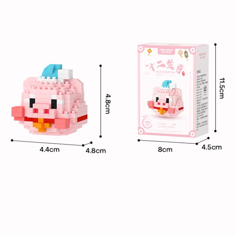 

Animal Twelve Zodiac Building Blocks Rabbit Monkey Dragon Ox Rat Dog Pig Mini Small Bricks Children s Educational Toys Wholesale NO BOX