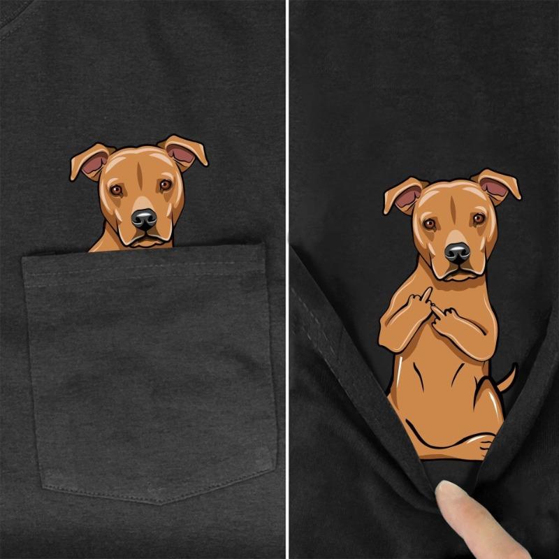2D Printed Pure Cotton Short Sleeved Pocket T-shirt Suitable for Both Men Women Shapi Dog Entertainment Series T-Shirts Unisex