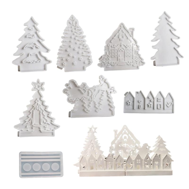 

8Pcs Christmas Silicone Candlestick Molds 4 Cavities Candle Base Molds for Epoxy Resin, Candle Holder, Tealight Holder 1