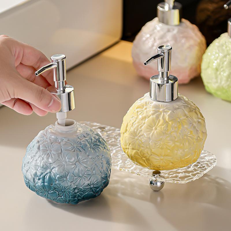 400ml Soap Dispenser Ceramic Lotion Bottle Household Toilet Washstand Shampoo Shower Gel Press Type Split Bottle Cup Dispenser