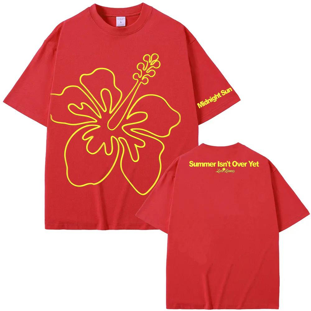 

2026 Summer ZaraLarsson New Style T-Shirt Midnight Sun Summer Tee Fashion 100% Cotton T-shirt Comfortable O-neck Tops XXL червоний