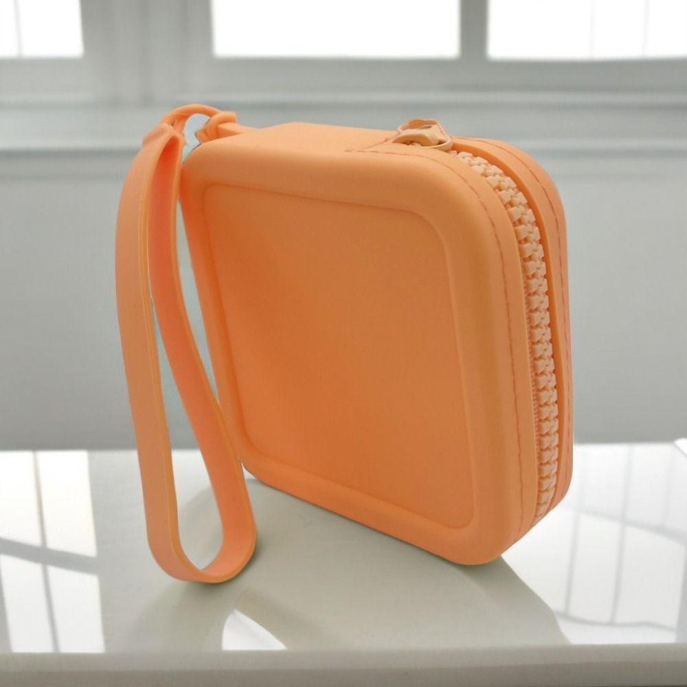 Solid Color Small Item Bag Mini Earphone Storage Bag Cute Silicone Square Coin Purse Outdoor