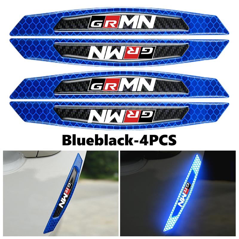 For Toyota 4Pcs Car Door Sticker Safety Warning Reflective Sticker Auto Accessories Crown GR Corolla YARIS Auris C-HR Hilux Vios