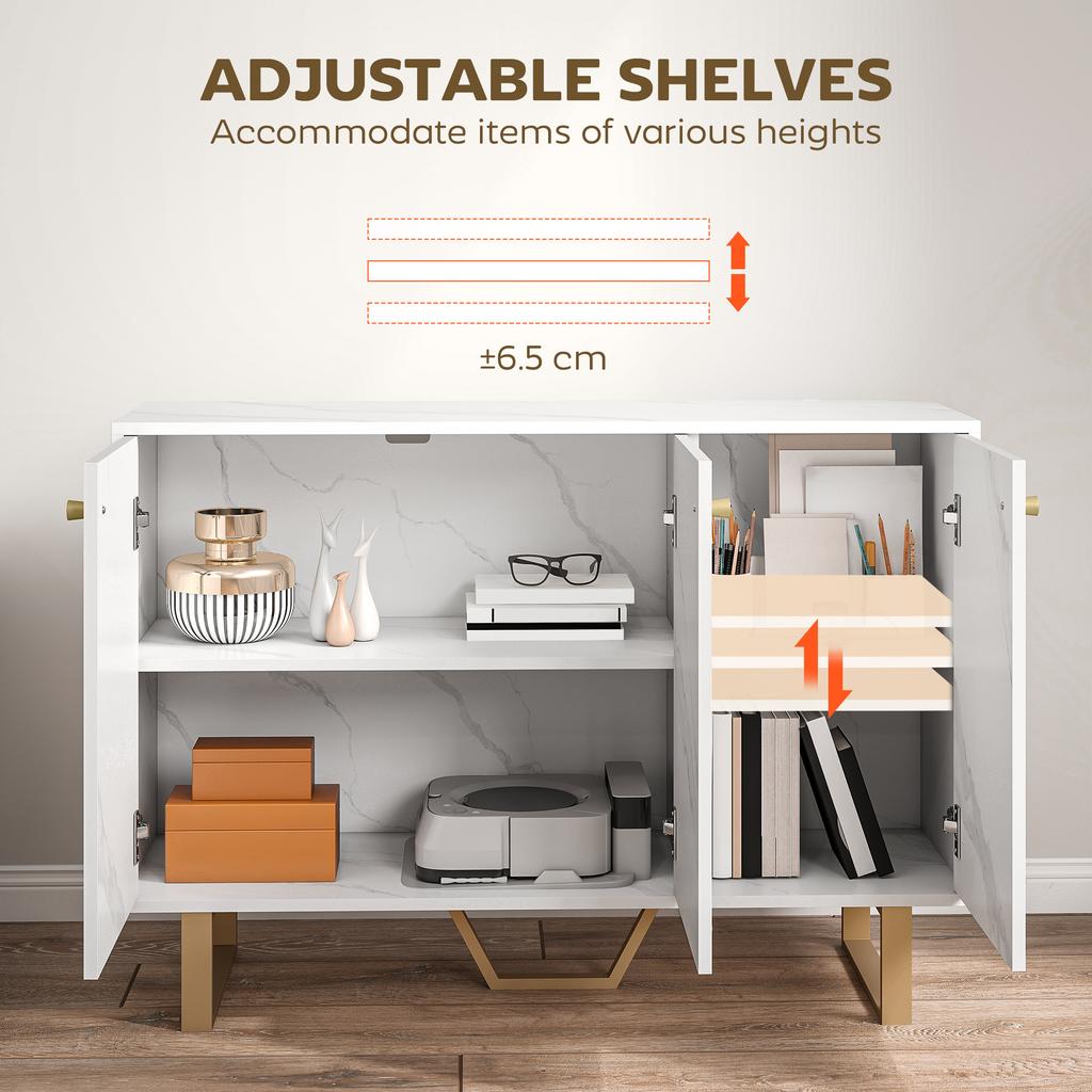 Sideboard Storage Cabinet, Modern Storage Cupboard with Adjustable Shelves and Metal Legs for Living Room, Kitchen, Dining Room, Entryway