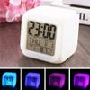 7 Color Mini Desk Cube Always Digital Alarm Clock Colorful Light Multiple Mode Luminous Desk Clock Bedroom Office Home Decor