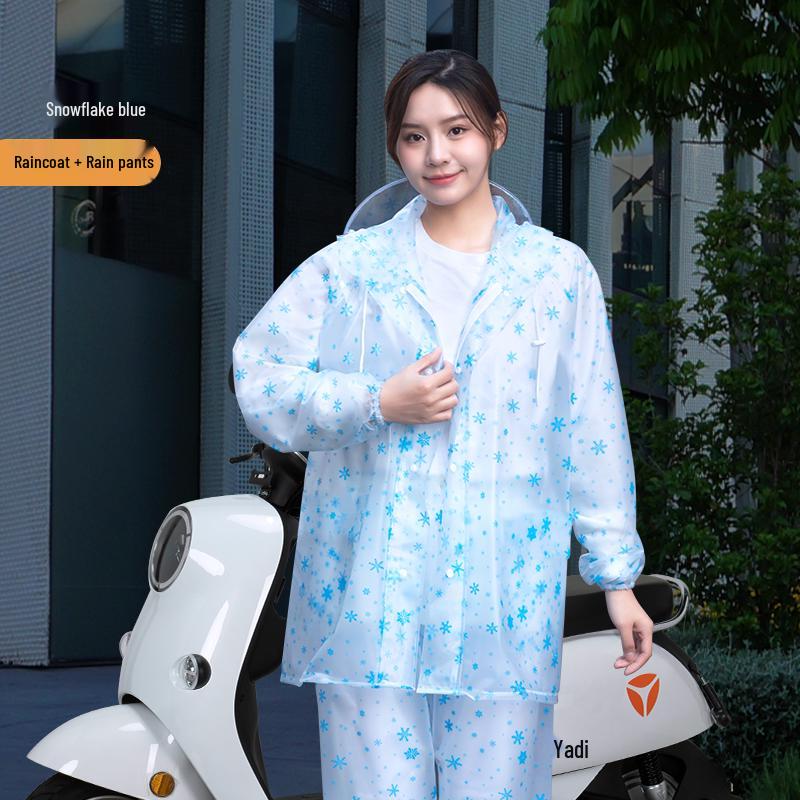 Women's Long Raincoat & Pants Set - Stormproof, Waterproof, Split Style for Electric Vehicles
