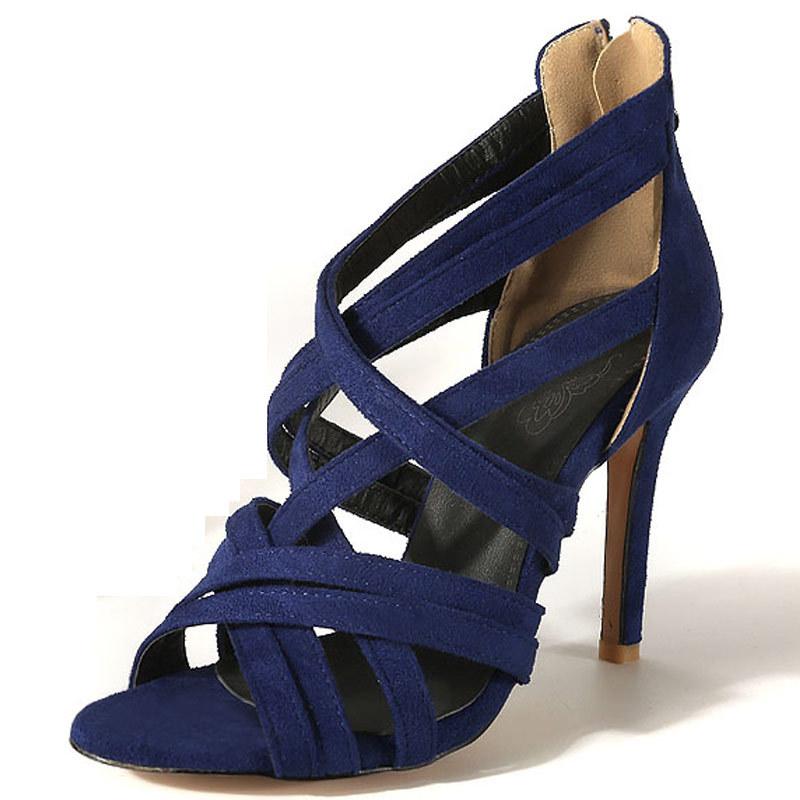 2025 New Summer Women's High Heels Stiletto Women's Sandals Fashion Zipper Sexy Open Toe Jazz Dance Sandals Women Party 32-46