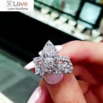Luxury Bridal Wedding Set Rings Double Stackable Fashion Jewelry Gorgeous Good Quality Gift Trendy Delicate Accessories