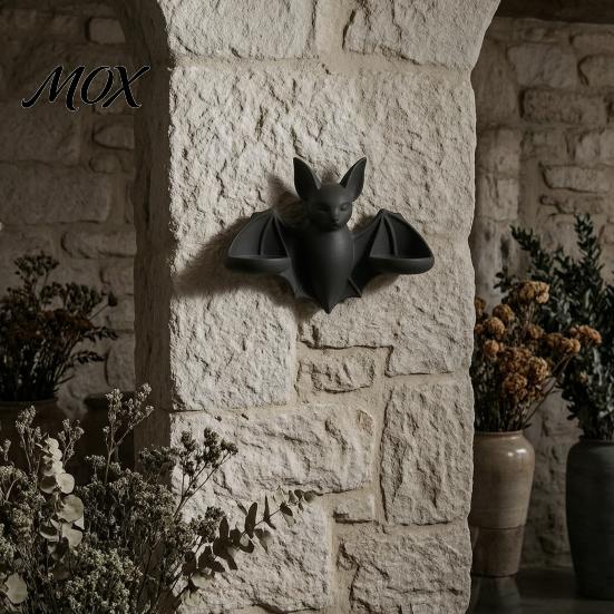 Unique Wall Scenery Gothic Bat Candle Holder, 3D Printed Double Sconce Candlestick with Spooky Hanging 2 Electronic Candles, Dark Style Halloween