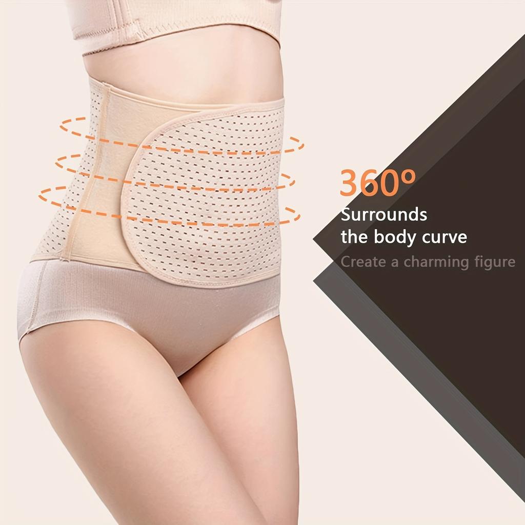 Adjustable Breathable Lumbar Support Belt - Black Polyester Abdominal Shaping Belt with Targeted Compression Pads for Lower Back