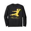 Bruce Lee Jumping Kick Yellow Antique Long Sleeve T-Shirt