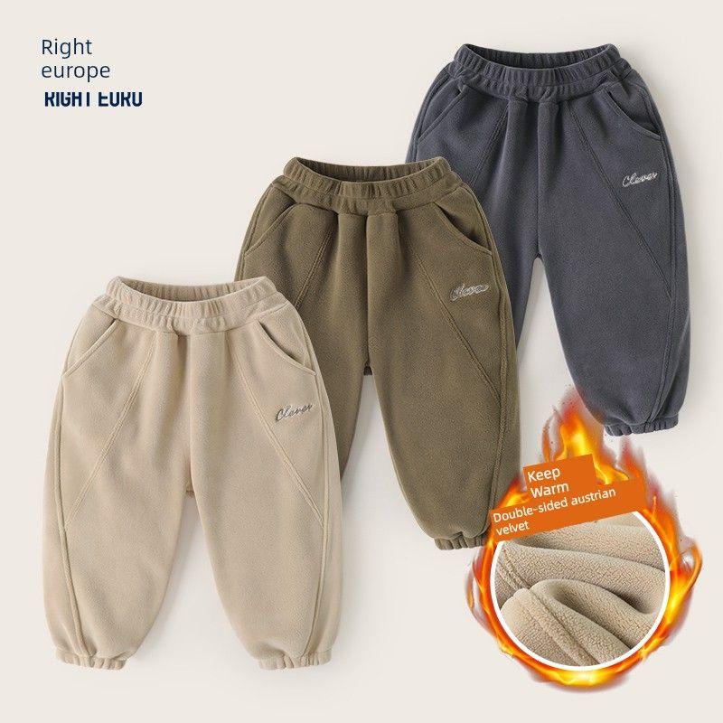 Style Boys' Pants with Fleece, Winter Clothing for Girls, Integrated Fleece Cotton Pants, Thickened Sweatpants, Ollie Fleece Children's Clothing