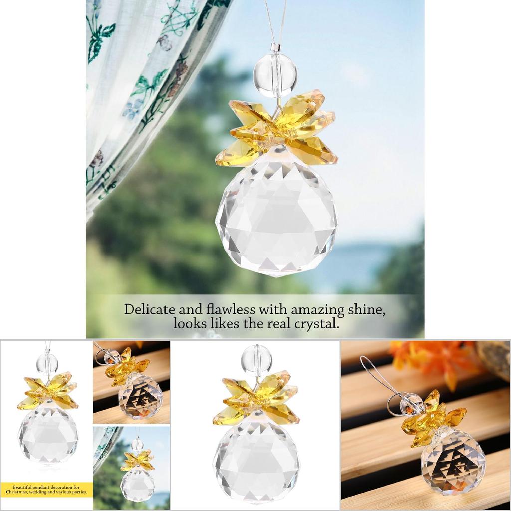 Clear K9 Crystal Suncatcher Hanging Pendant Prisms Pendant Wedding Ornament X Mas Decor Yellow