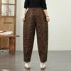 Plus Size Cotton Vintage Leopard High Waist Casual Loose Spring Autumn Harem Pants Women Trousers