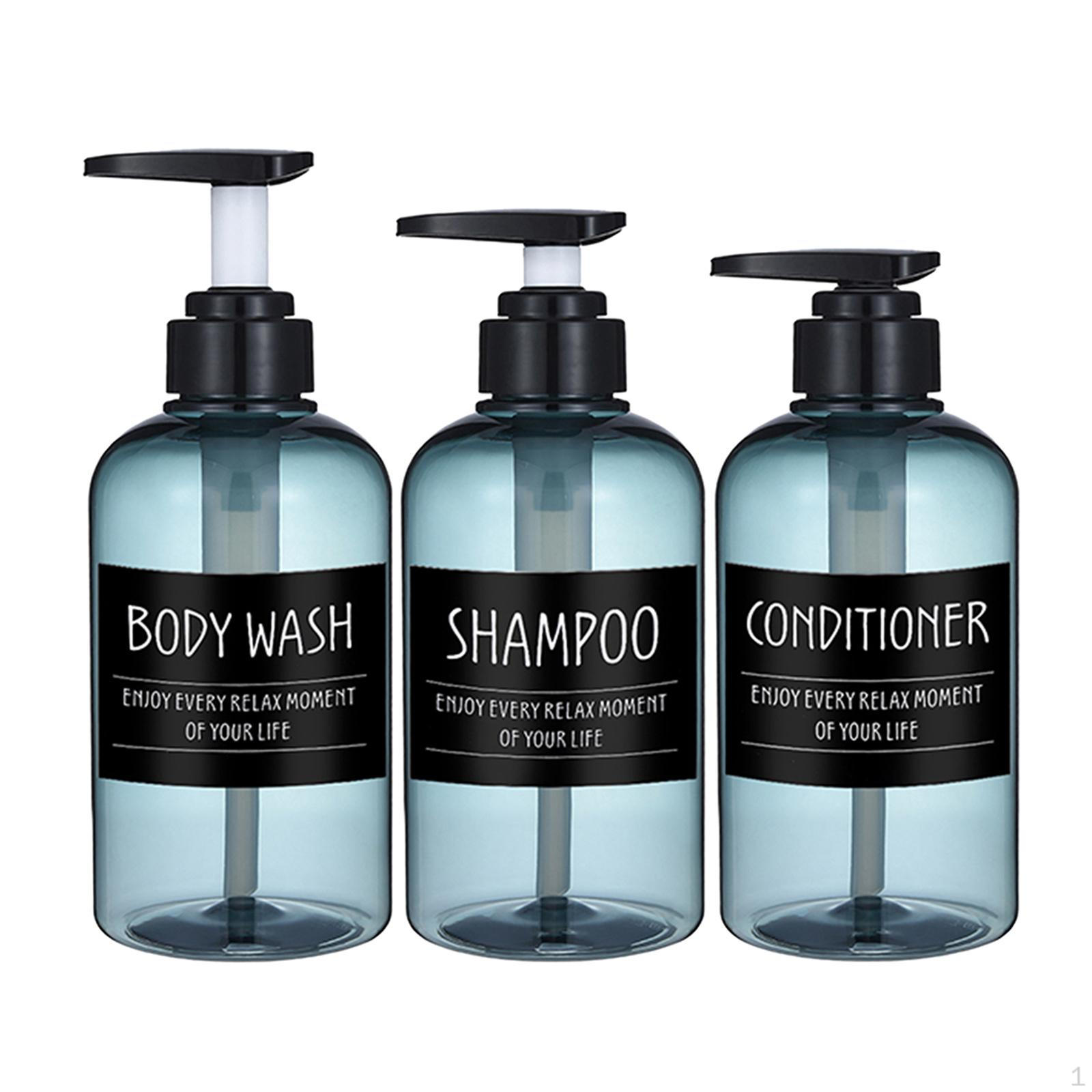 

Dispenser Empty Pump Bottle for Bathroom Refillable Conditioner Body Wash Dispensers Shower Soap Blue-Black Tag-300ml