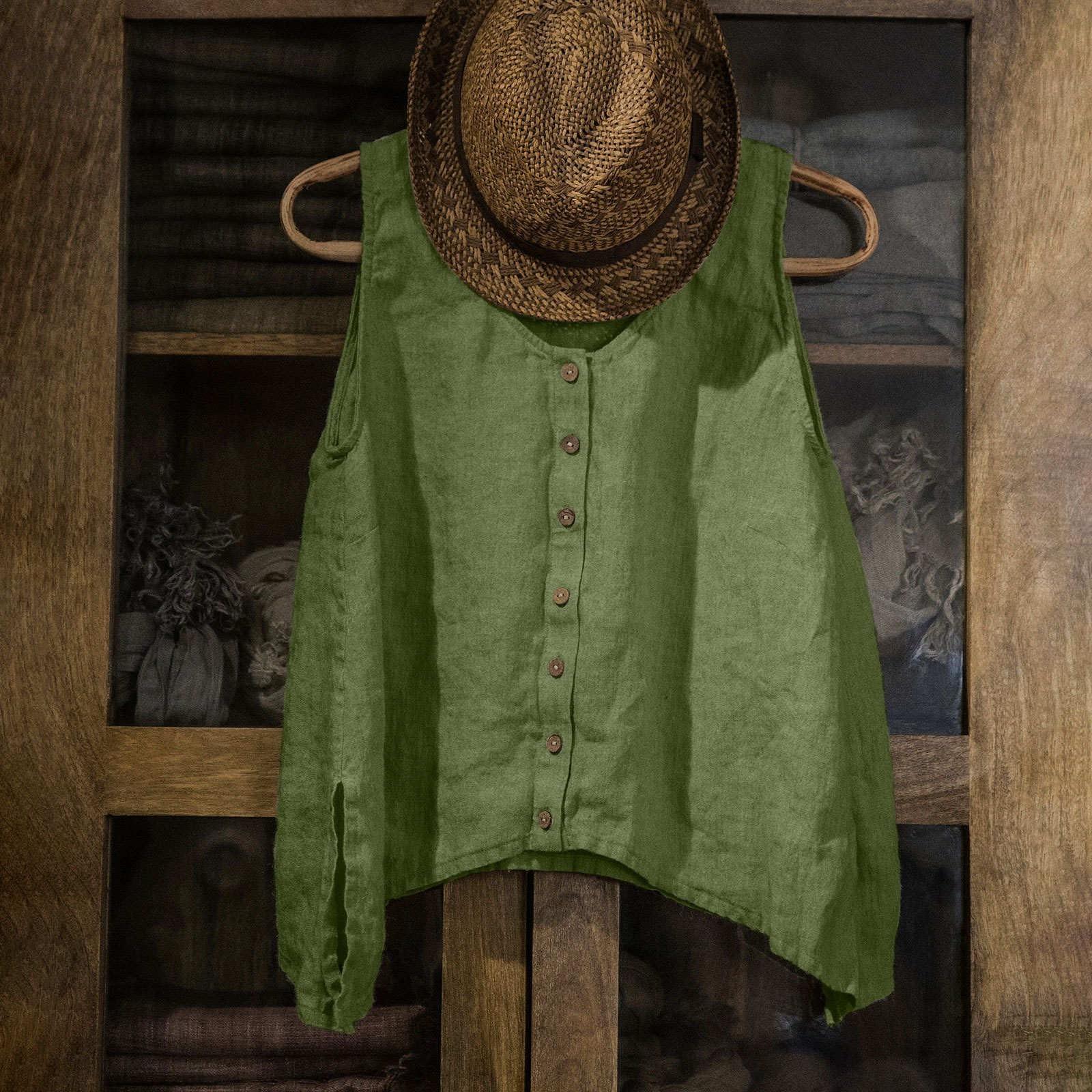 Женские рубашки без рукавов на пуговицах — фото 3