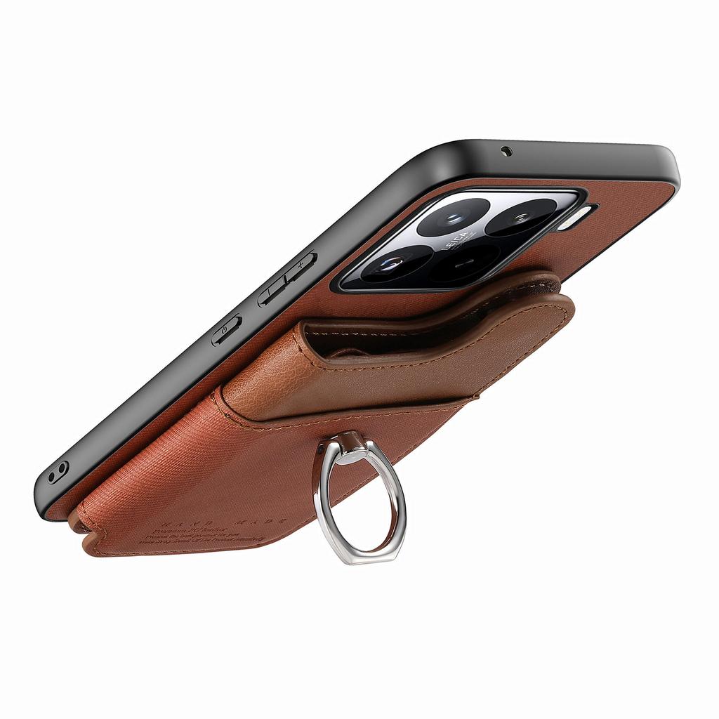 For Xiaomi 15 Pro Case with Card Holder Kickstand Leather + TPU + PC Phone Cover