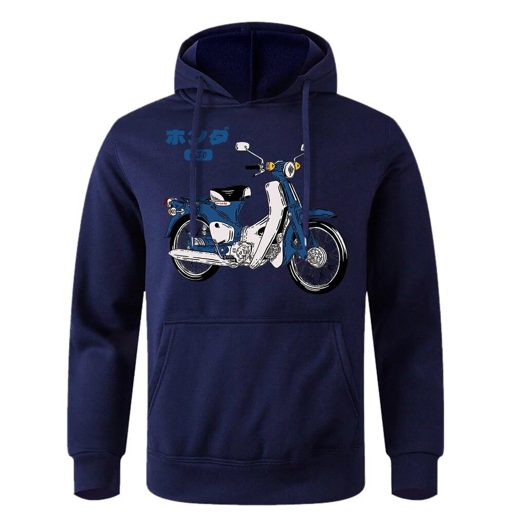 Classic Super Cub C50 Motorcyclesprint Unisex Hooded Soft Breathable Hoodies O-Neck Casual Hoodie Classic Harajuku Tracksuit Unisex