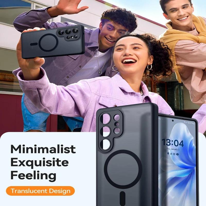Luxury Matte Case For Samsung Galaxy S26 S25 S24 S23 Ultra Plus FE A56 A36 A26 A17 A16 S25Edge Magsafe Wireless Charge Cover