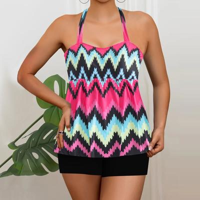 Dámské dvoudílný potisk Tankini Sexy Bikiny Plavky Set Plavky Plavky Plavky Sui Velké Plážové Oblečení