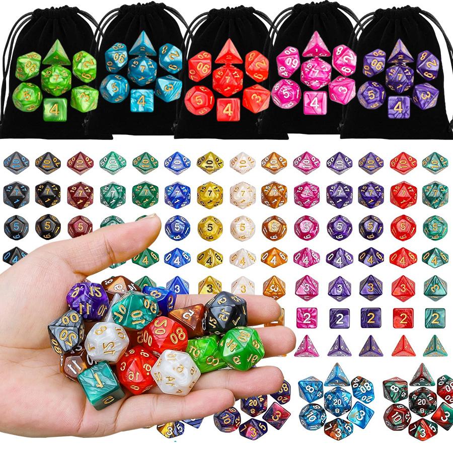 35pcs Polyhedral Dice Set with Black Storage Bag Color Number Polyhedra Dice RPG D&D Role-playing Games Accessories ZSY