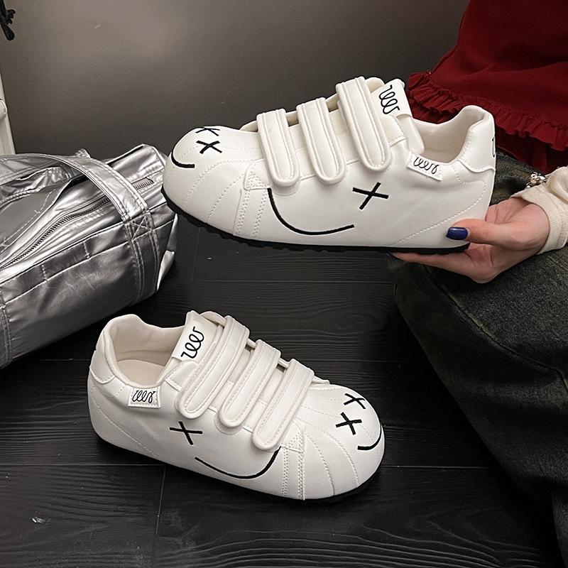 [Fanfna] Velcro big head shoes women's platform heightening bread shoes women's casual board shoes sports shoes little white shoes