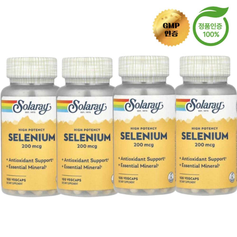 Solaray 4 Pcs X High-potency Selenium 200mcg 100 Tablets