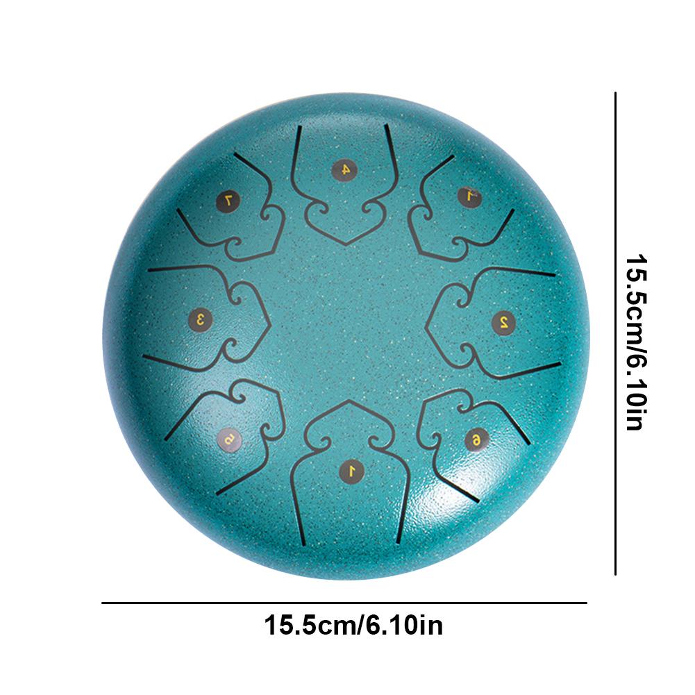 Mini Chakra Drum 6 Inches 8 Notes Waterproof Meditation Rain Chime Ethereal Hand Pan Musician Gift for Family and Friends