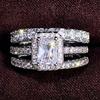 925 Sterling Silver Wedding Set Rings for Women Luxury 3Pcs/Set Sparkling Cubic Zirconia Fashion Engagement Party Jewelry