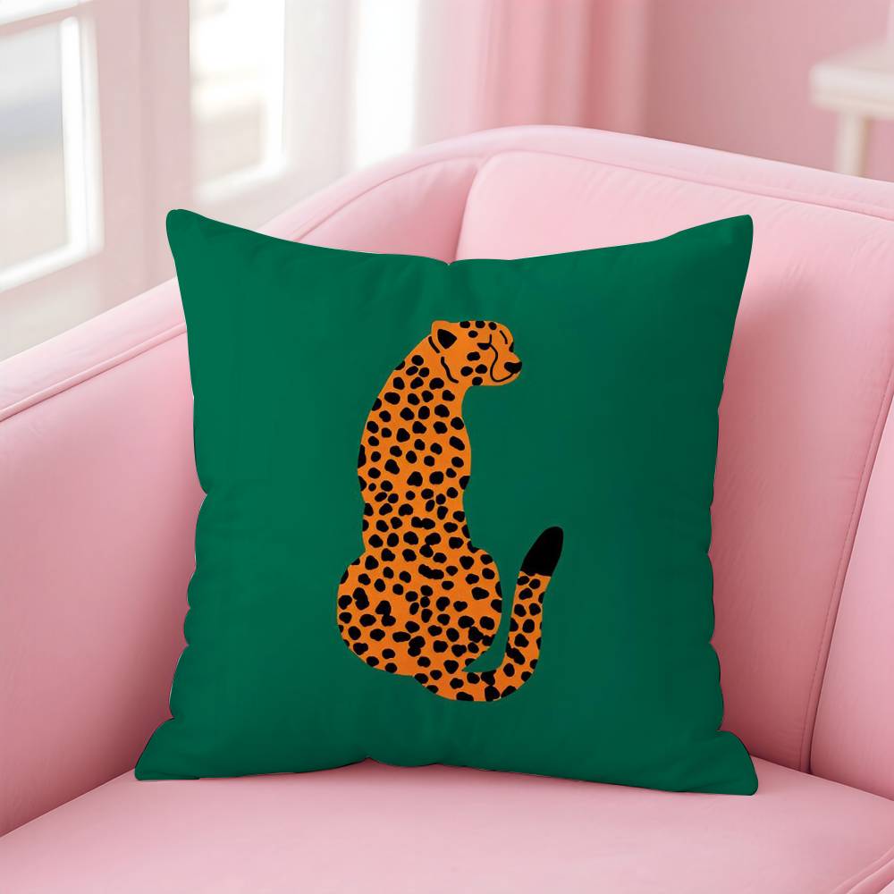 Geometric Animal Leopard Pattern Pillow Case Anti-dustmite Pillowcase Invisible Zipper Silky Short Plush Sofa Cushion Cover