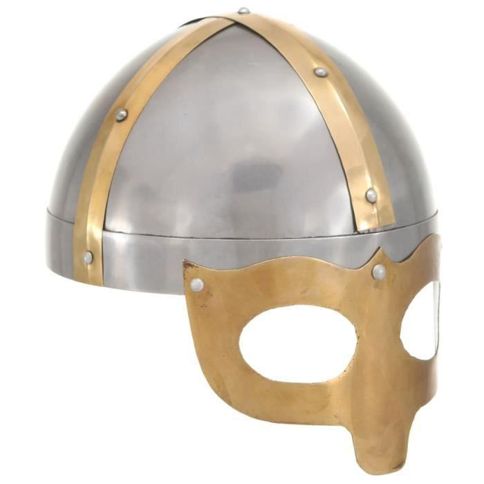 VidaXL Casque de viking de réplique antique pour GN Argenté Acier