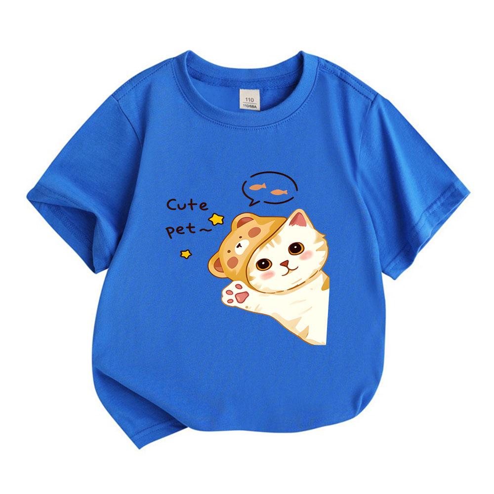 Kids Boys Girls 100% Cotton Crew Neck Short Sleeve T-Shirt,